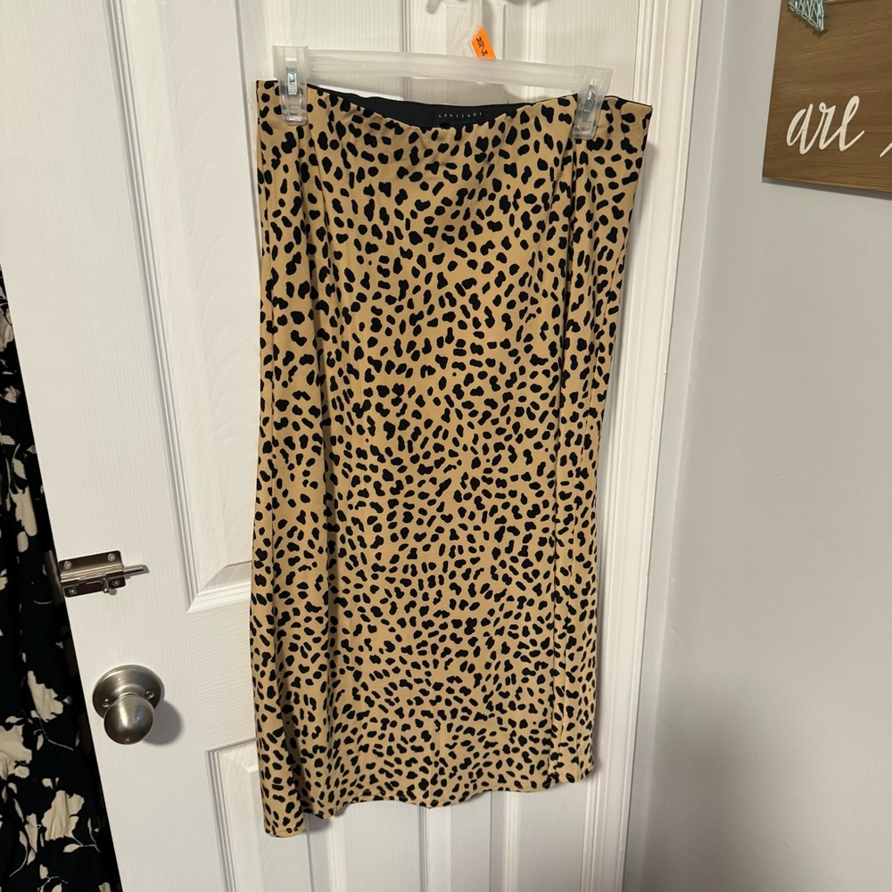 Leopard print silk skirt